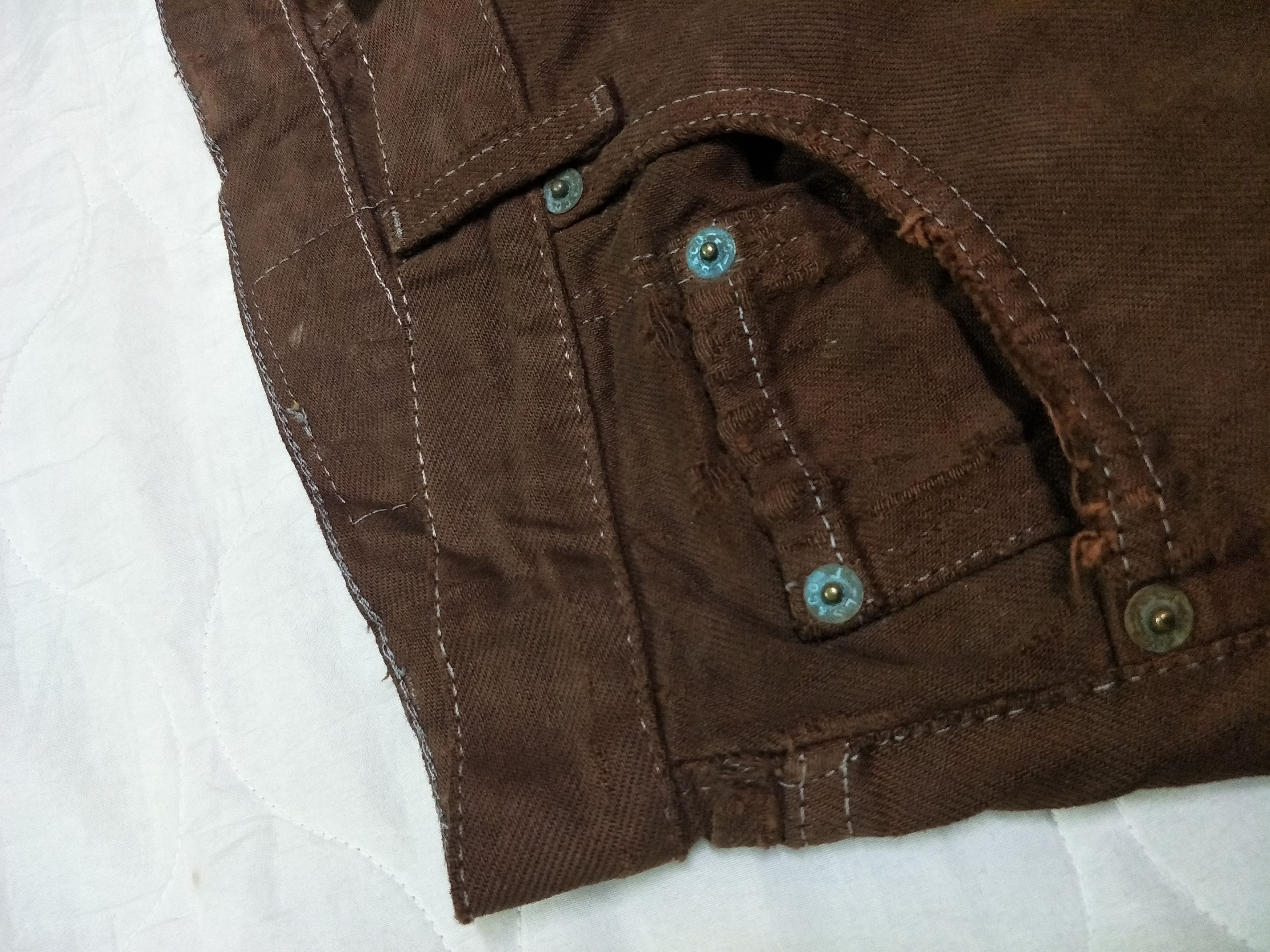 Vintage Levi's Acid Ring Brown Ripped Distress Denim - 4