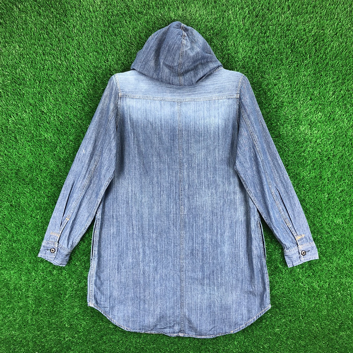 Archival Clothing - Long Blouse Hoodie Denim Button up by Quelle Chance - 4