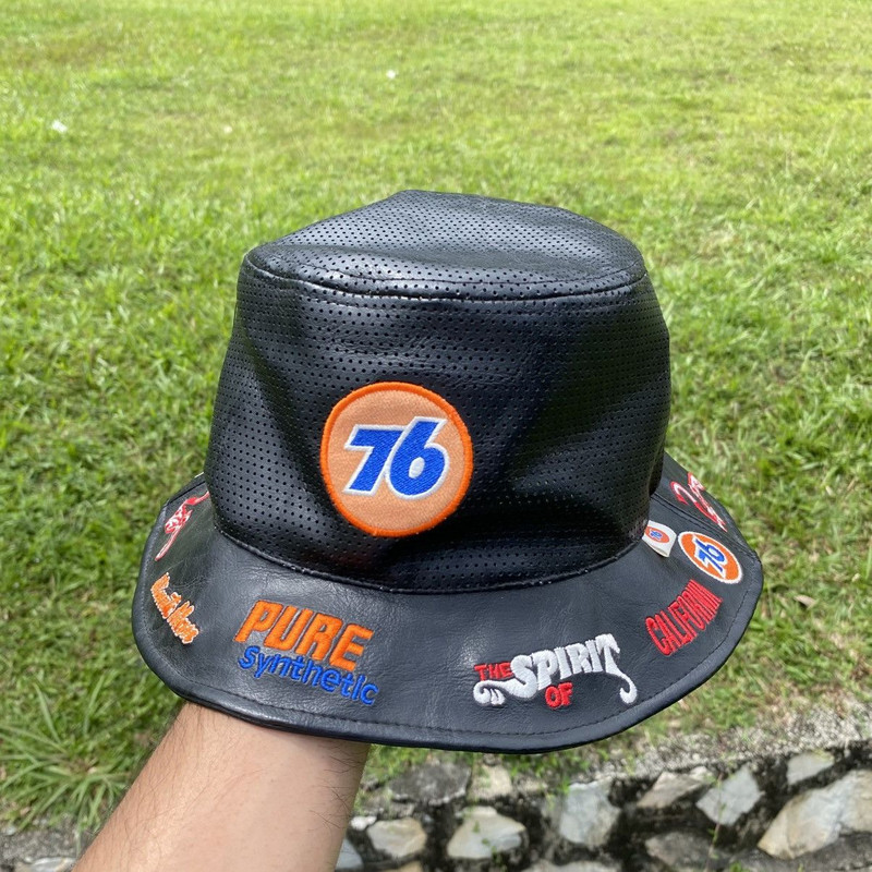Other - Vintage leather bucket Hat 76 lubricant racing - 1