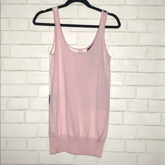 Forever 21 - Light Pink + Purple Geometric Knit Sleeveless Top - 4