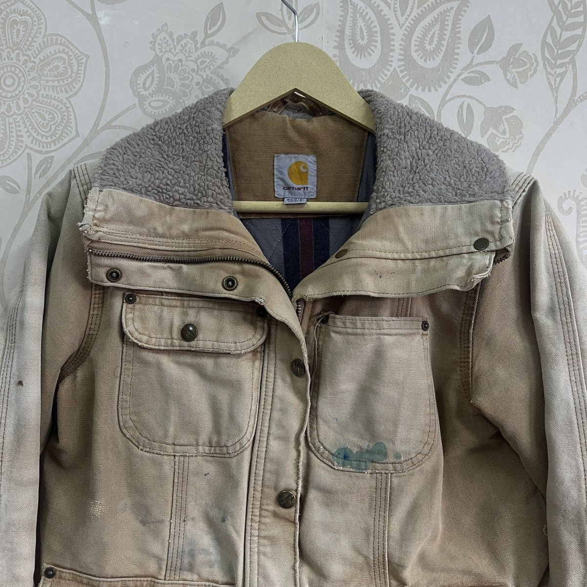 Vintage - Carhartt Blanket Jacket Distressed Workers Denim Jacket - 22