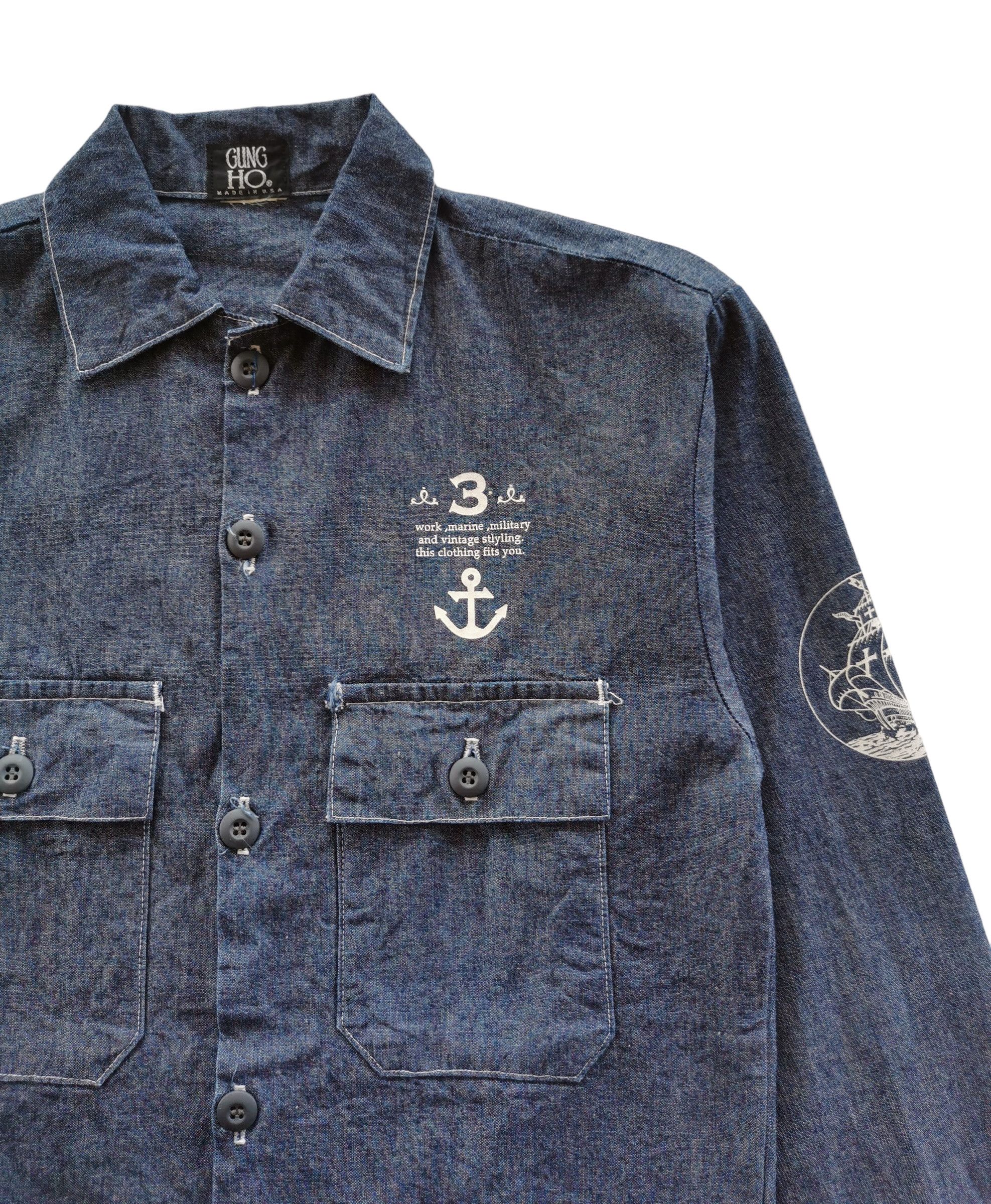 Gung Ho Denim Workshirt Military Marine Vintage Style - 4