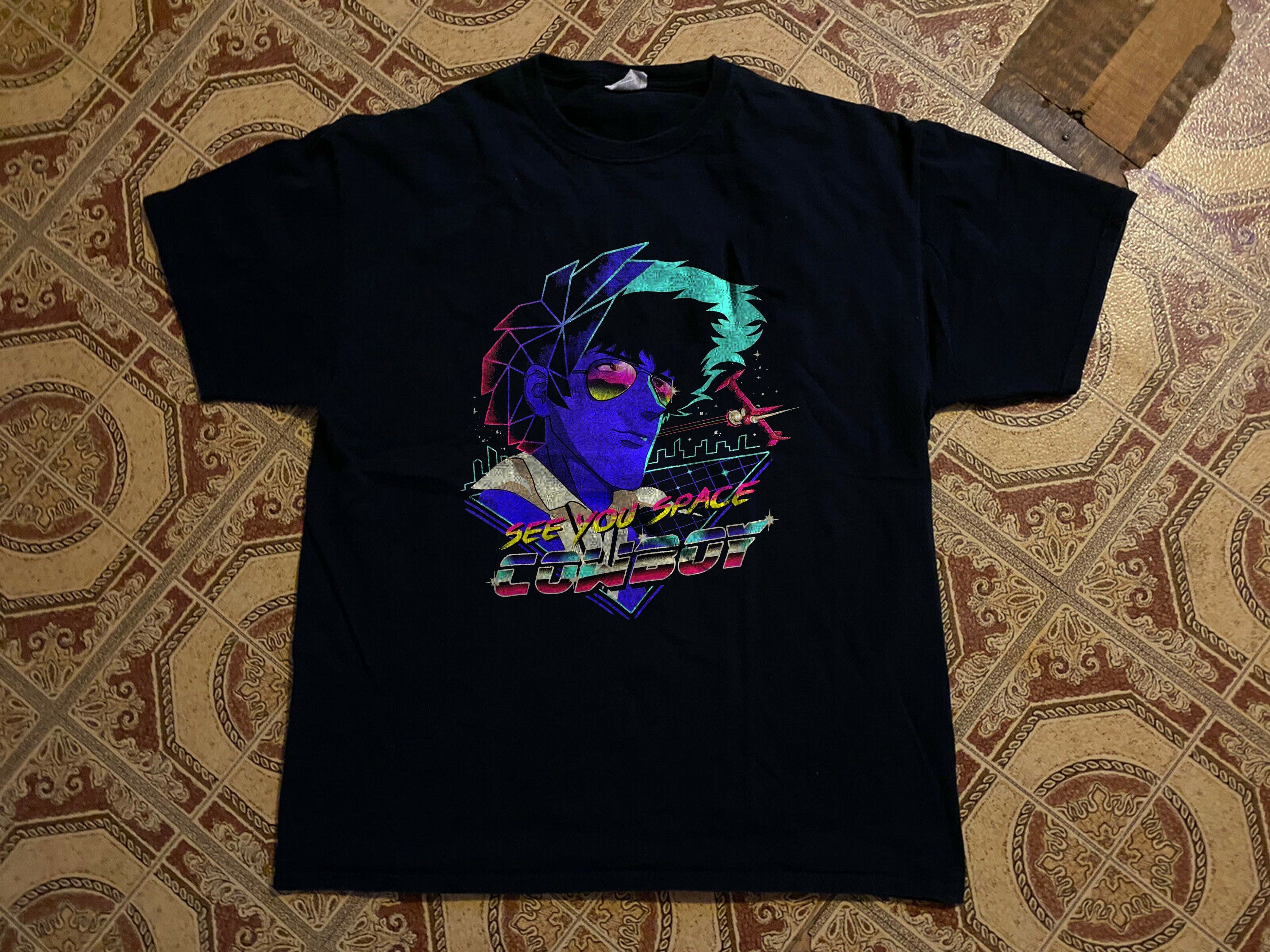 Cowboy Bebop See You Space Anime Black Tee Shirt Vtg Style - 1