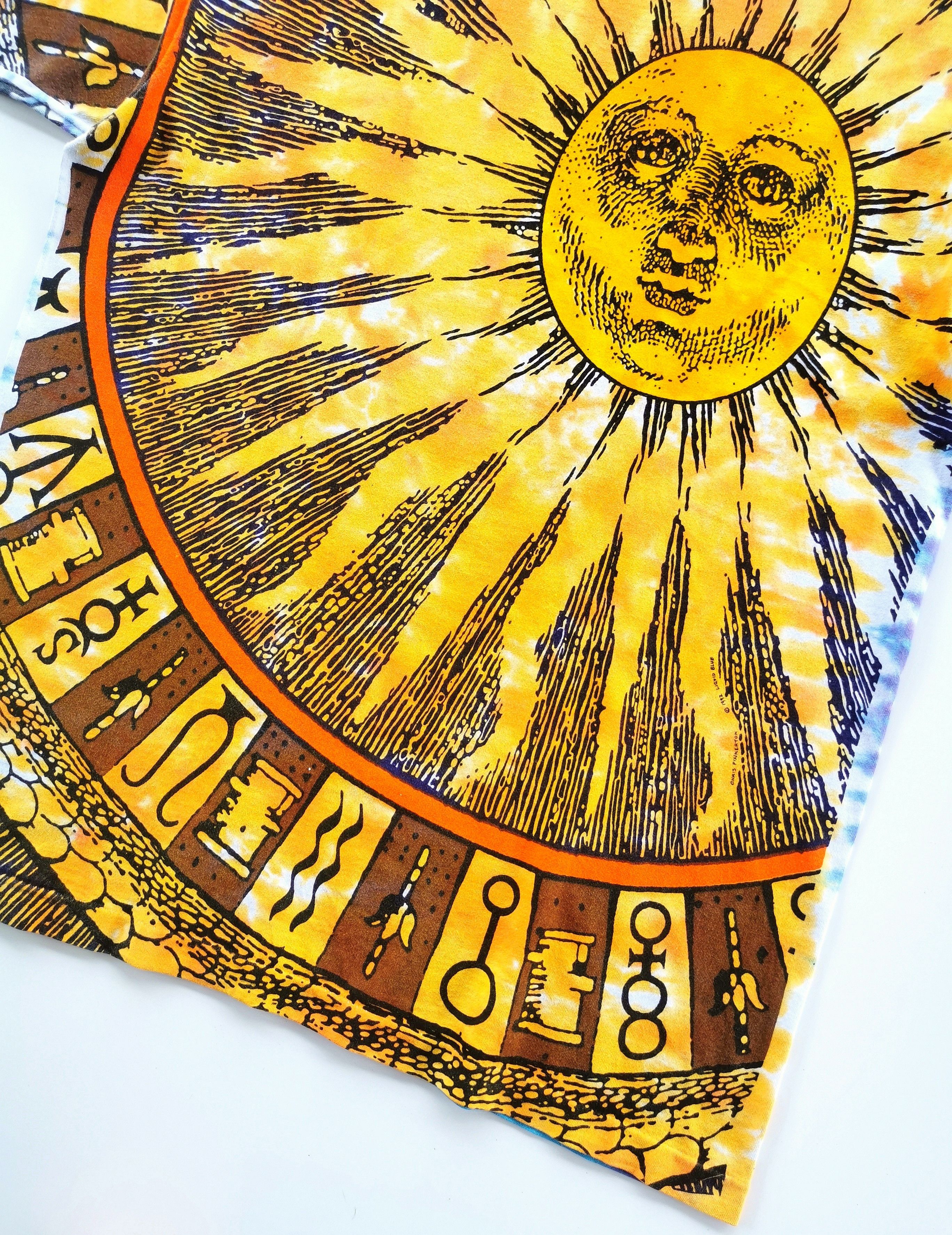 1992 Vintage Sun Moon Art By Chris Pinkerton Liquid Blue Tee - 4