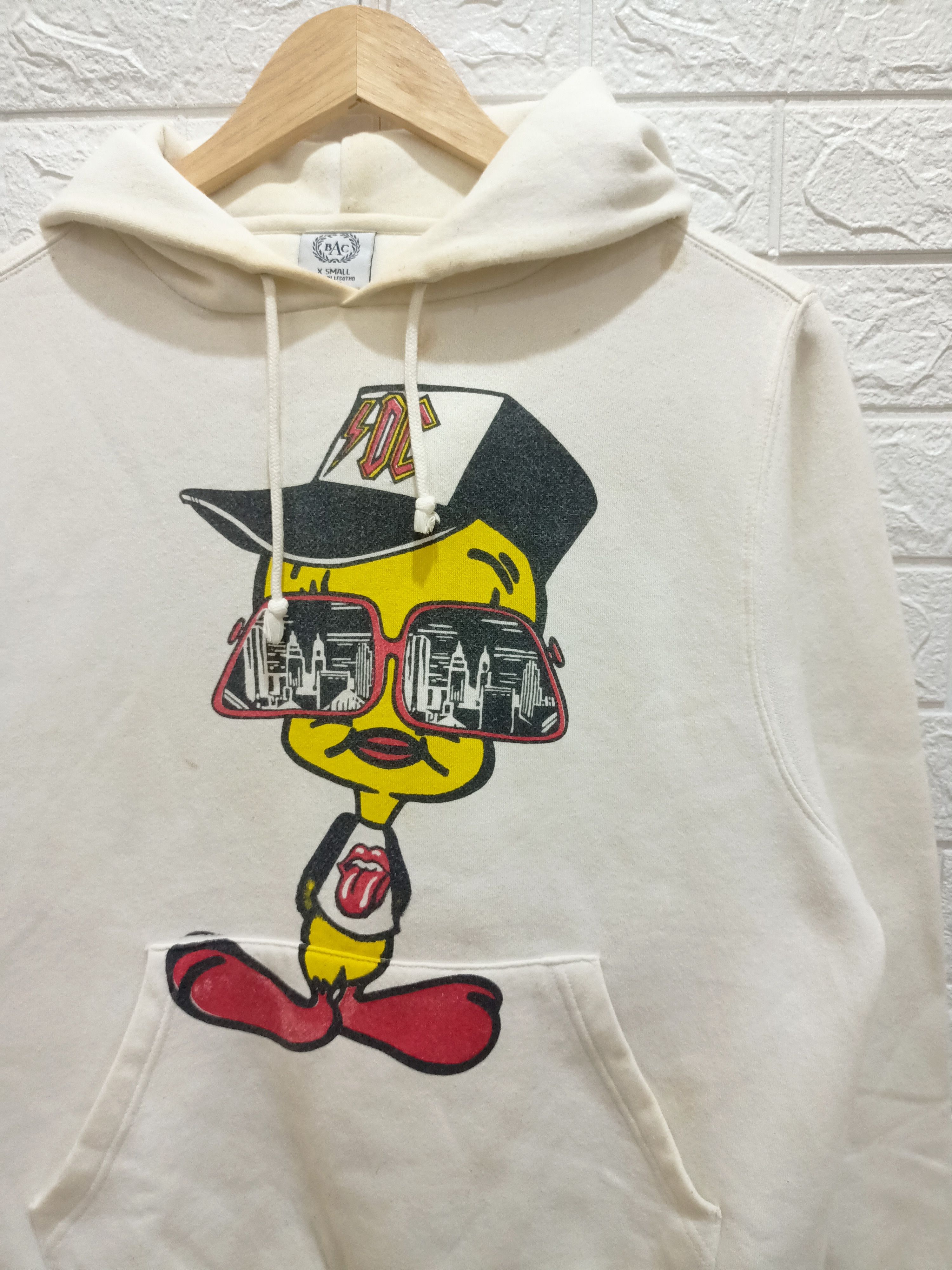 Rare Vintage 90s TWEETY ACDC THE ROLLING STONES Tour Hoodie - 5