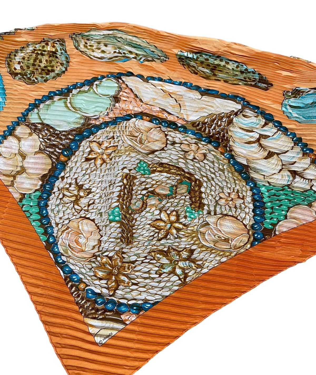 Vtg🔥Hermes Pleated Silk Scarves By Rocaille ll Made In Italy - 1
