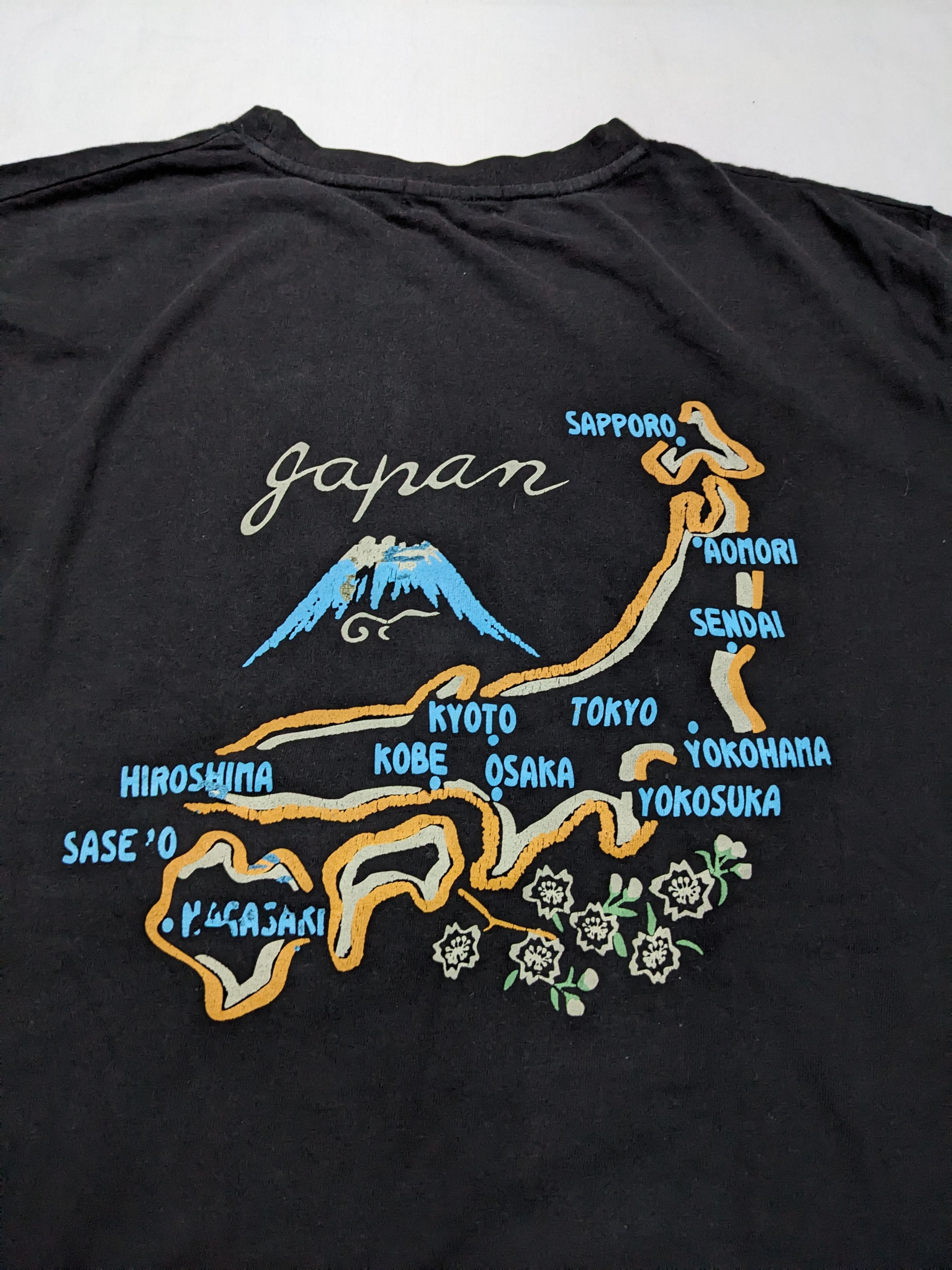 Japanese Brand - Japan Map Black Sukajan T-Shirt Back Hit - 2