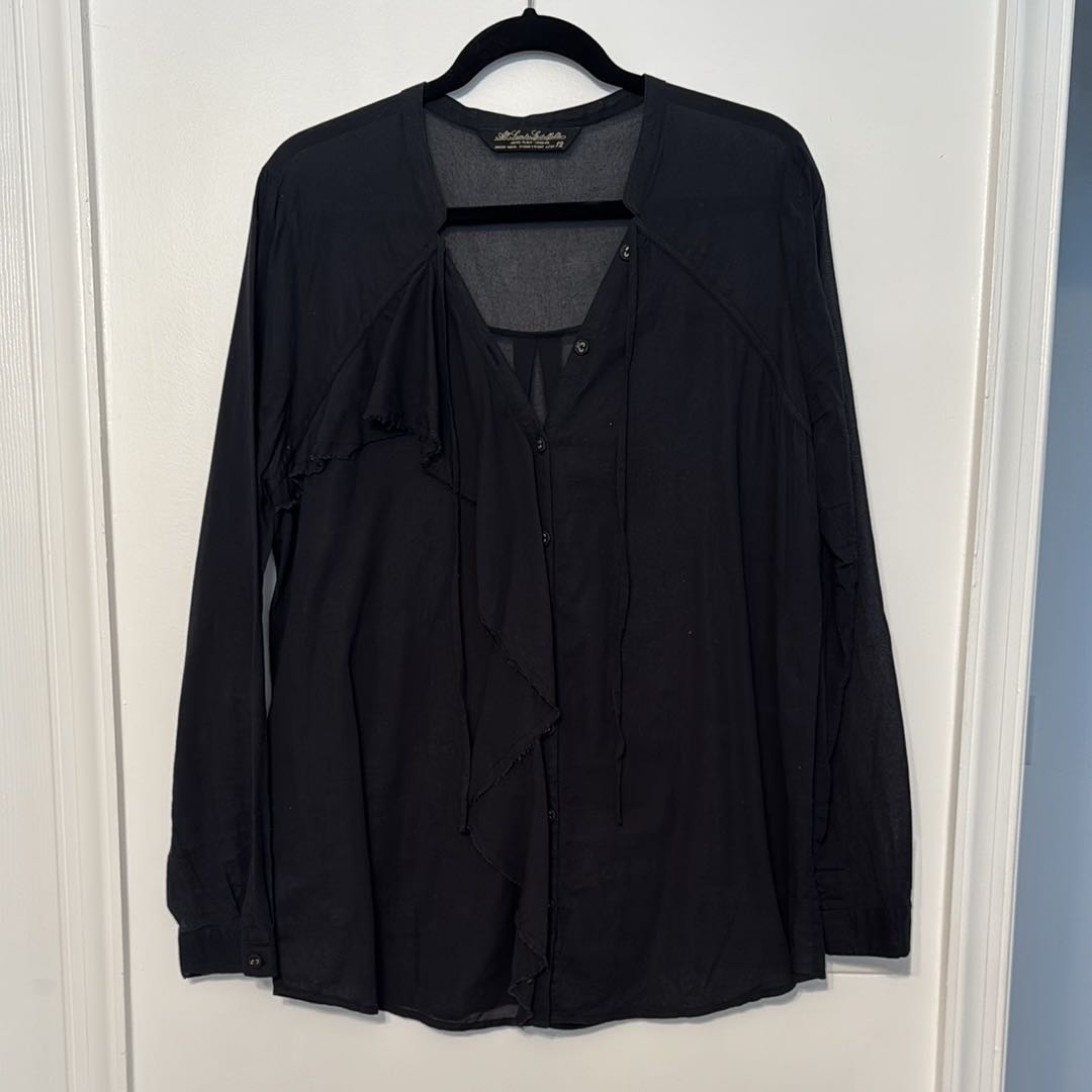 All Saints Black Ruffle Top - 8