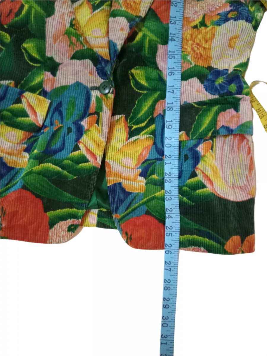 Vtg Floral Blazer Light Jacket Office Coat - 8