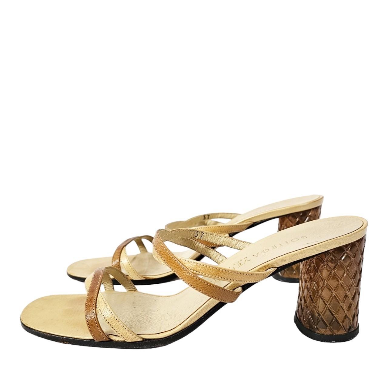 Bottega Veneta Women's Tan and Yellow Sandals - 1