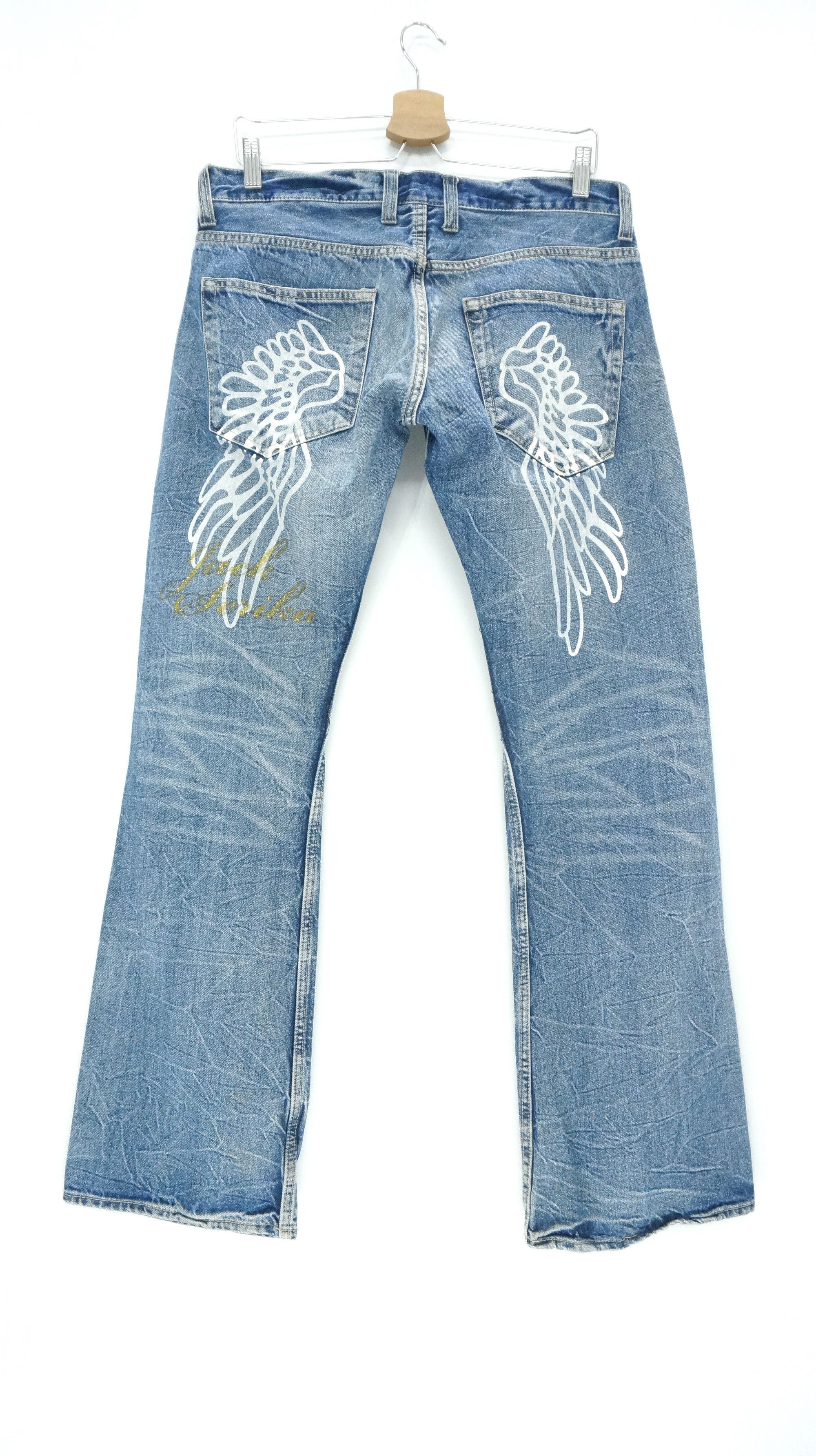 Vintage - VTG FLARE 🔥 JACK SERIKA Wings Printed Blue Jeans - 3