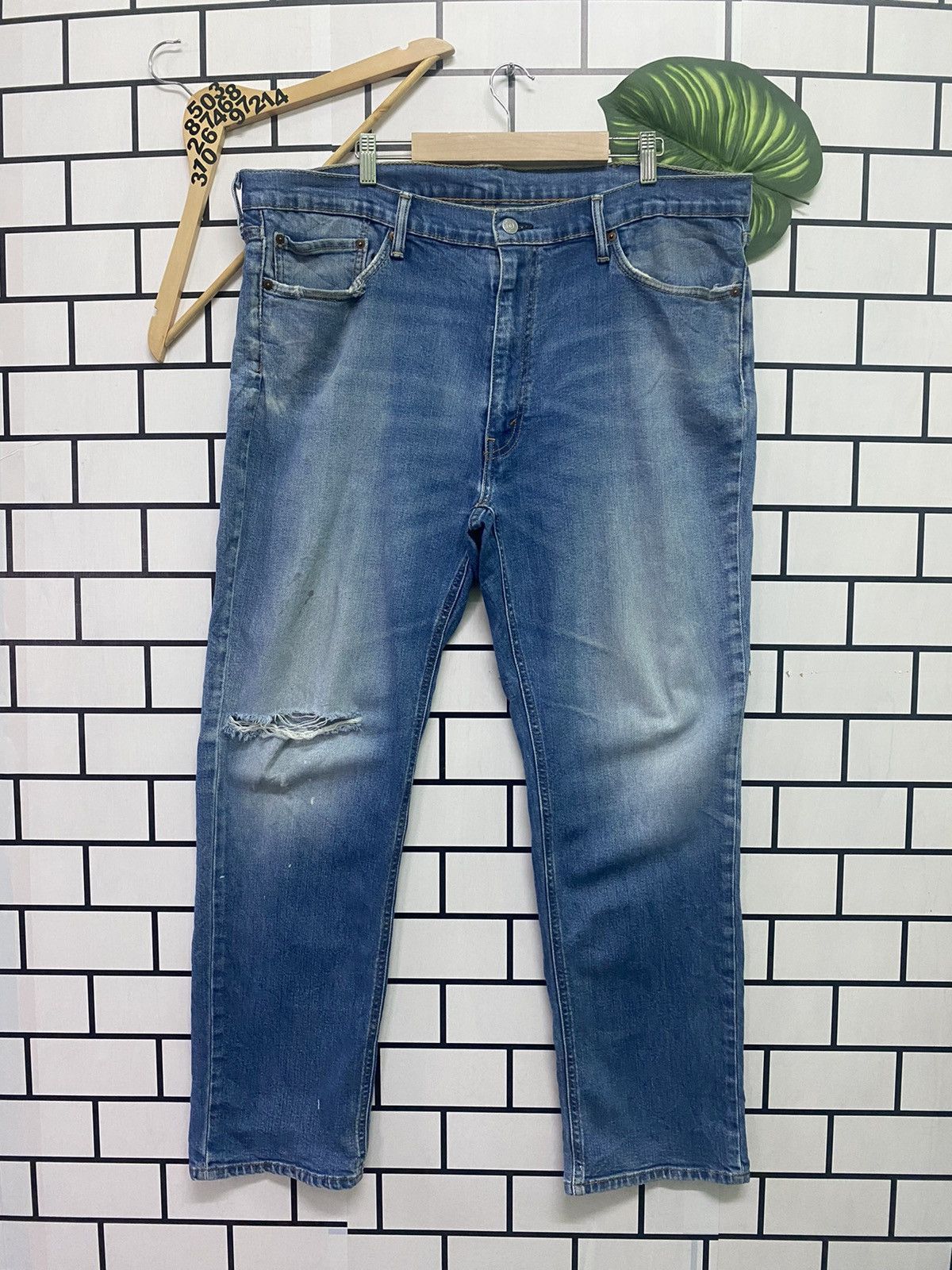 Vintage LEVIS 553 Blue Distressed Denim - L50 - 1