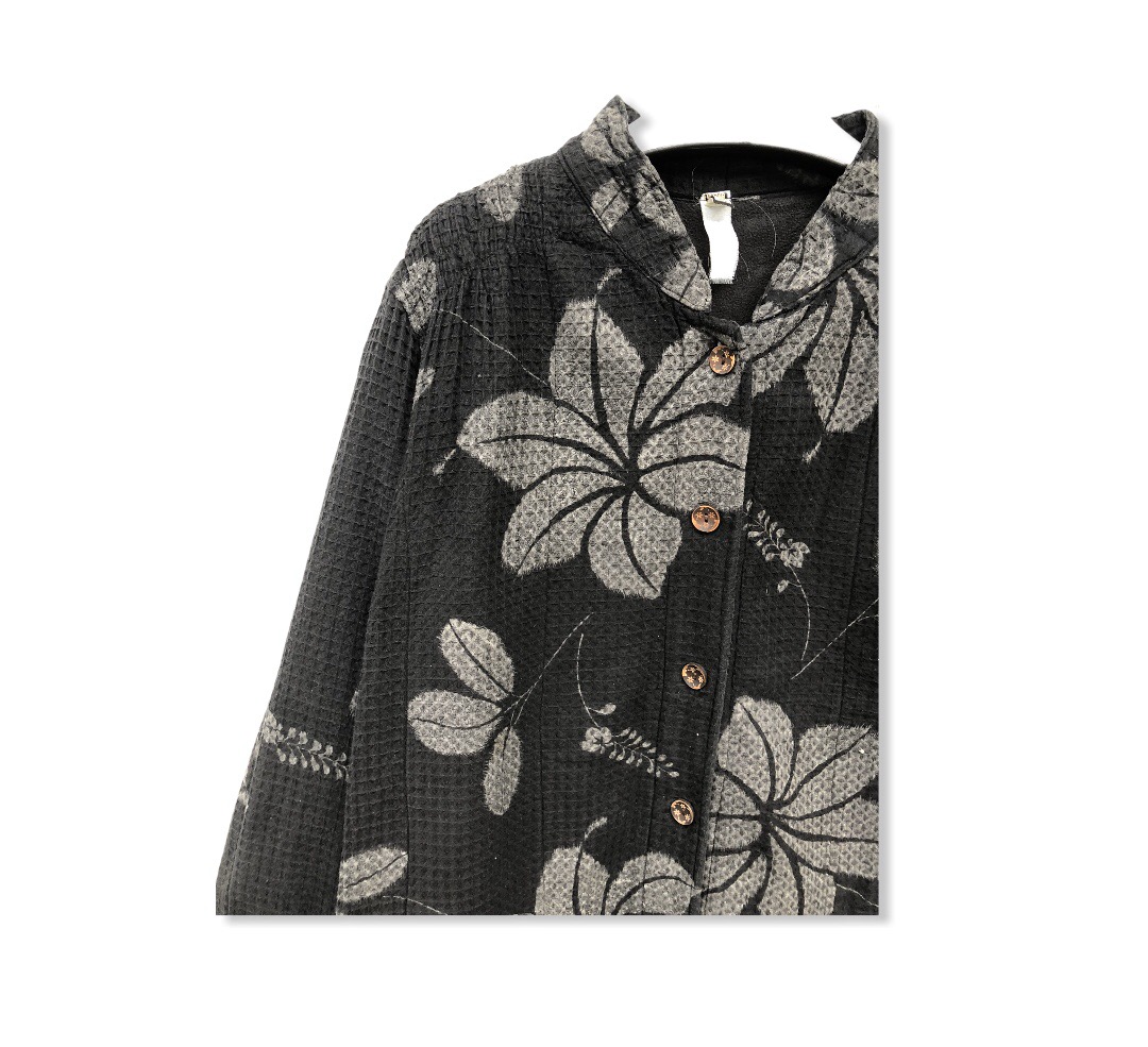 Japanese Brand - Japanese Traditional Overprint Flower Japanese Fabric Jacket - 3