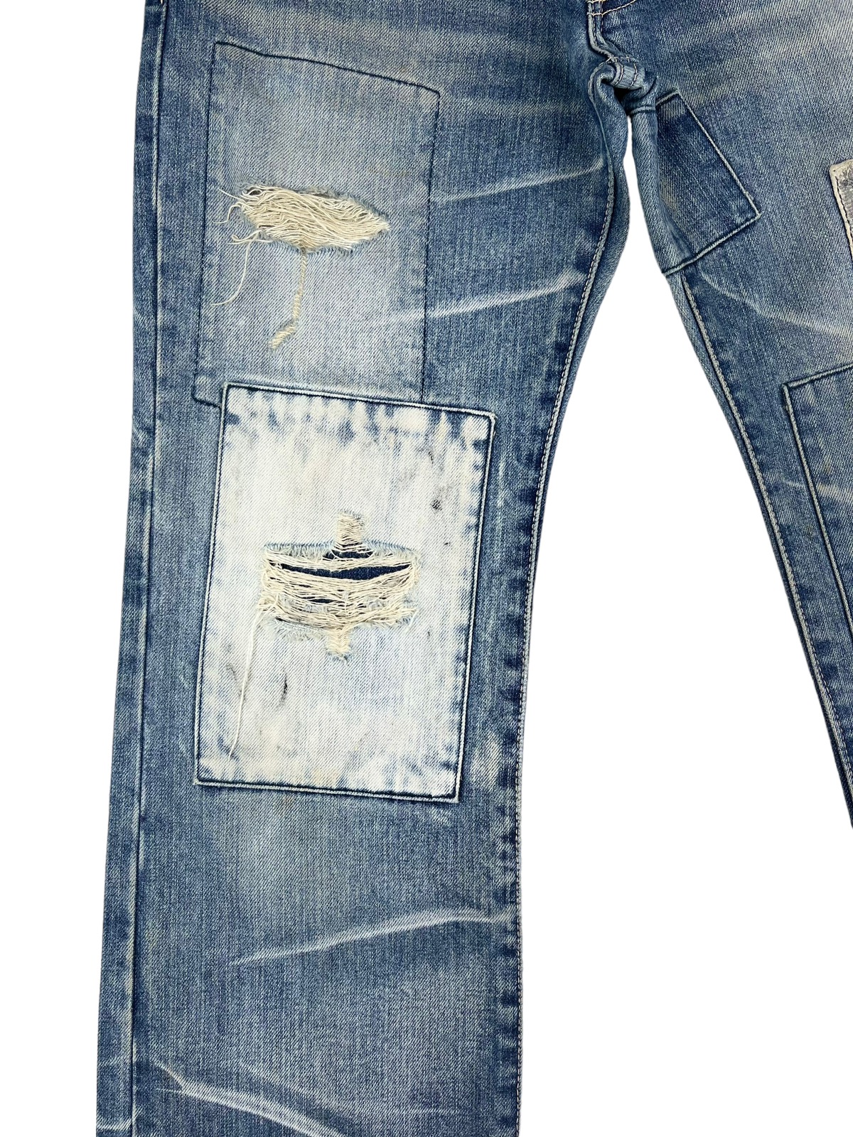 Distressed Denim - Patchwork Distressed Stunning Lure, Trashed Ripped Jeans - 7