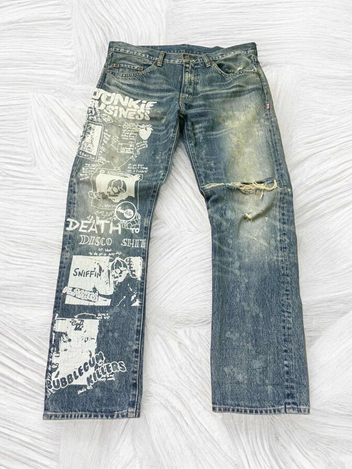 Distressed RNA INC Junkie Business Trashed Denim - 1