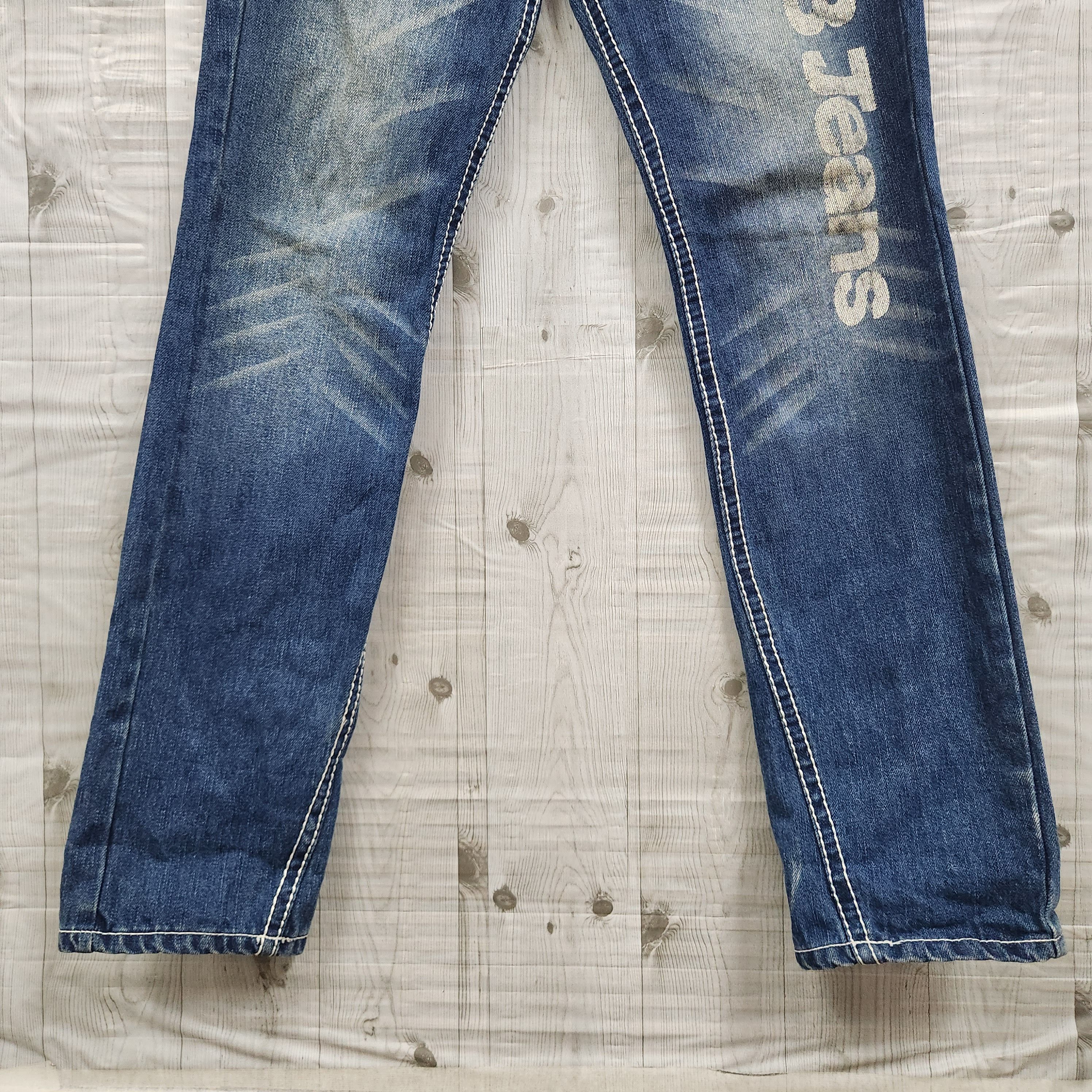 Japanese Brand - Double Waist Colorfull Printed Blue Moon Blue Denim Jeans - 3