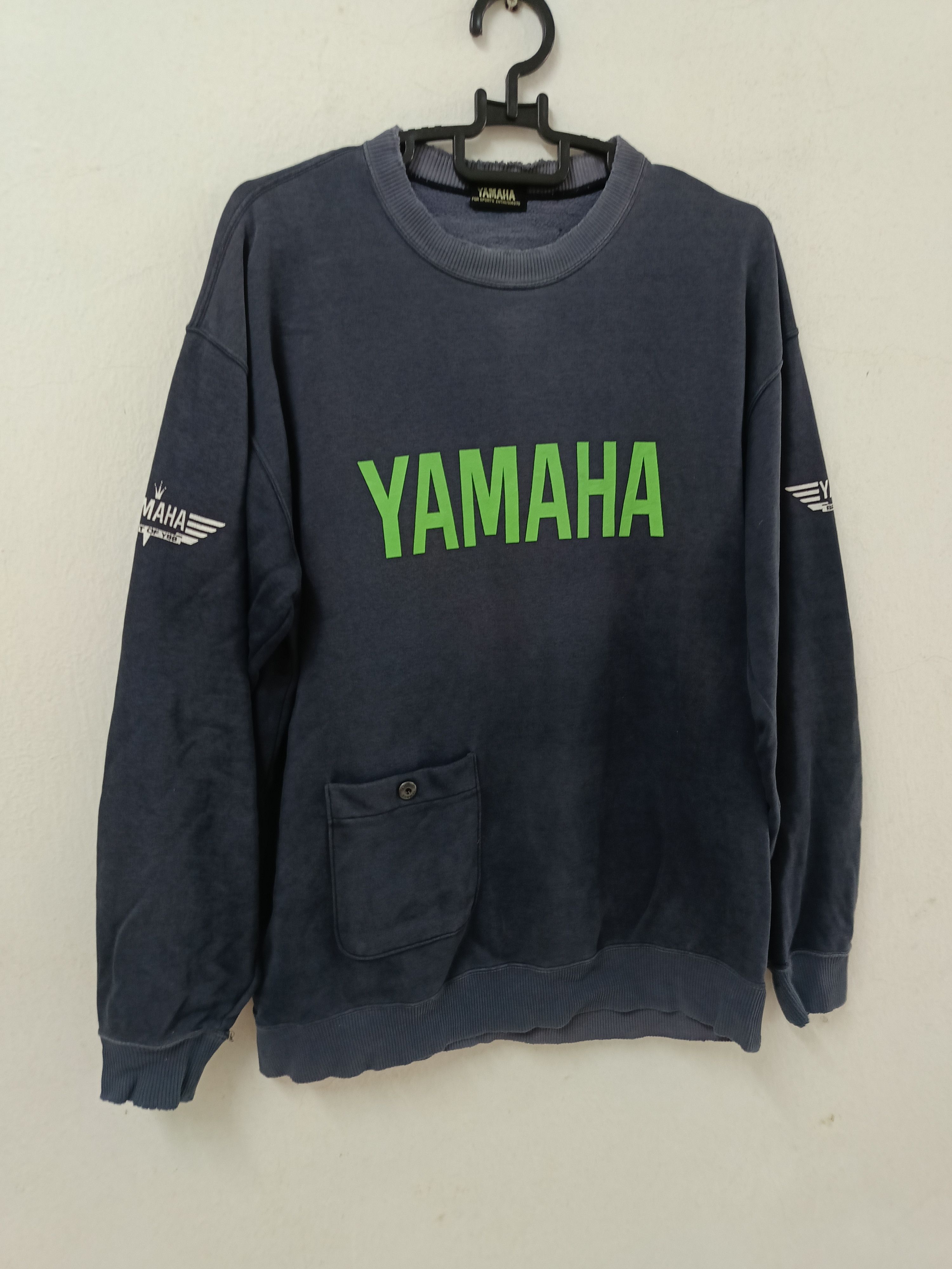 Vintage Yamaha Distressed Spell out Single pocket Sweater - 2