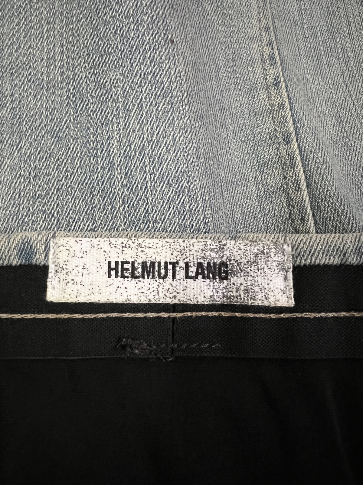 Vintage Helmut Lang Black/Distressed Jeans Mini Skirt - 3