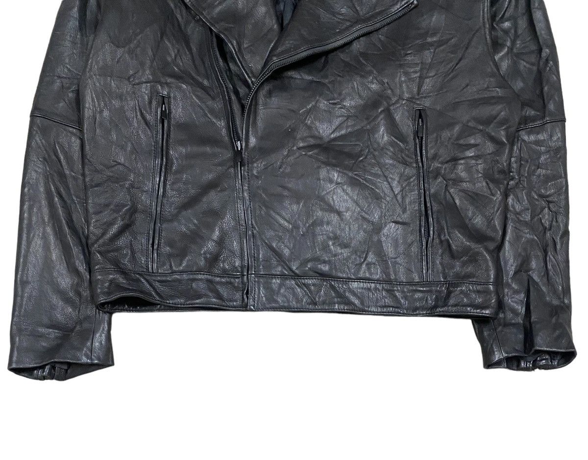 Vtg🌑Donna Karan New York Double Collar Leather Jacket - 4