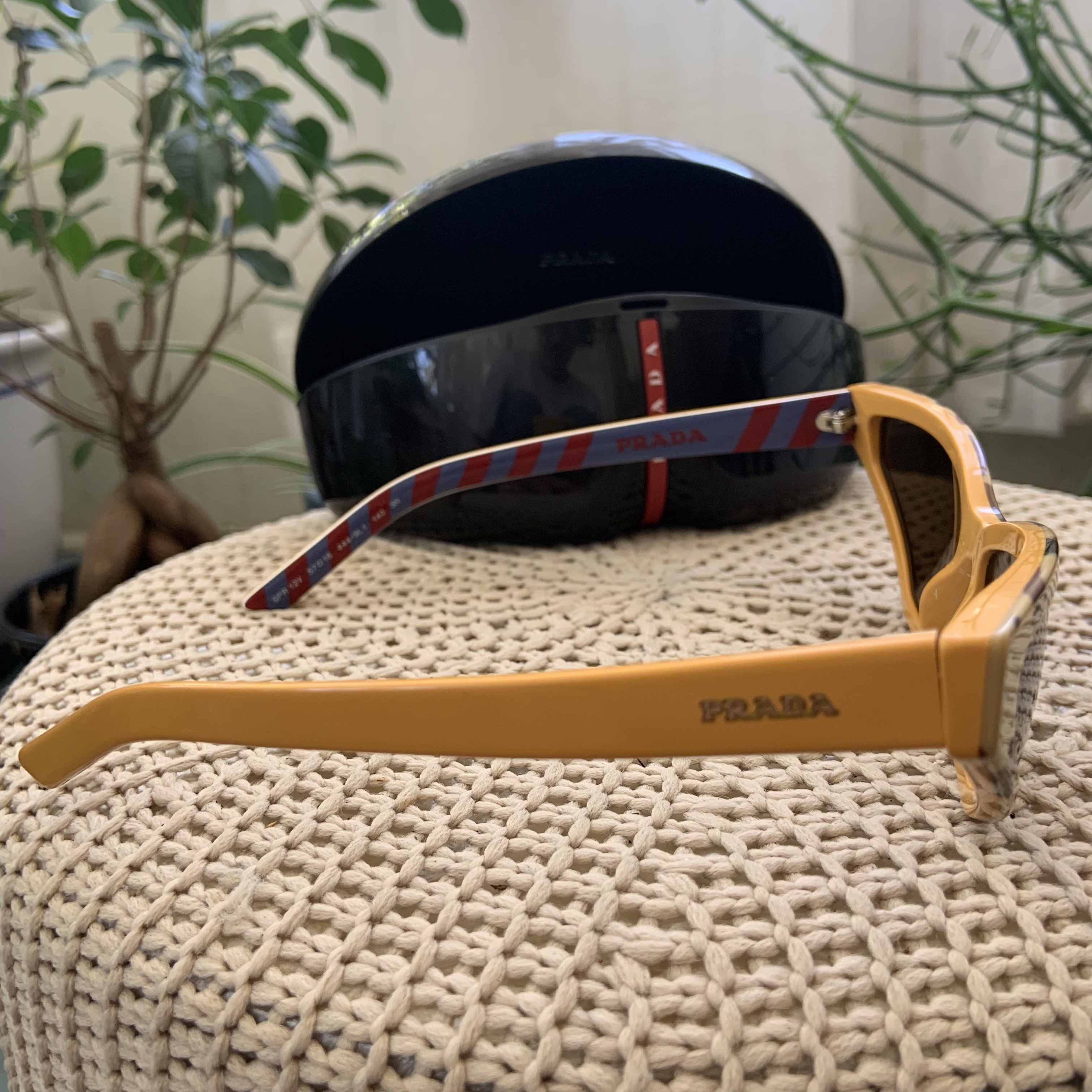 Prada Cheetah Print Tortoise Triangle Sunglasses