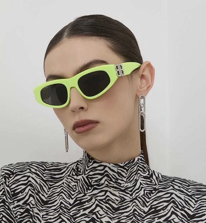 NEW BALENCIAGA BB0095S 007 GEOMETRIC YELLOW WOMEN SUNGLASSES - 1