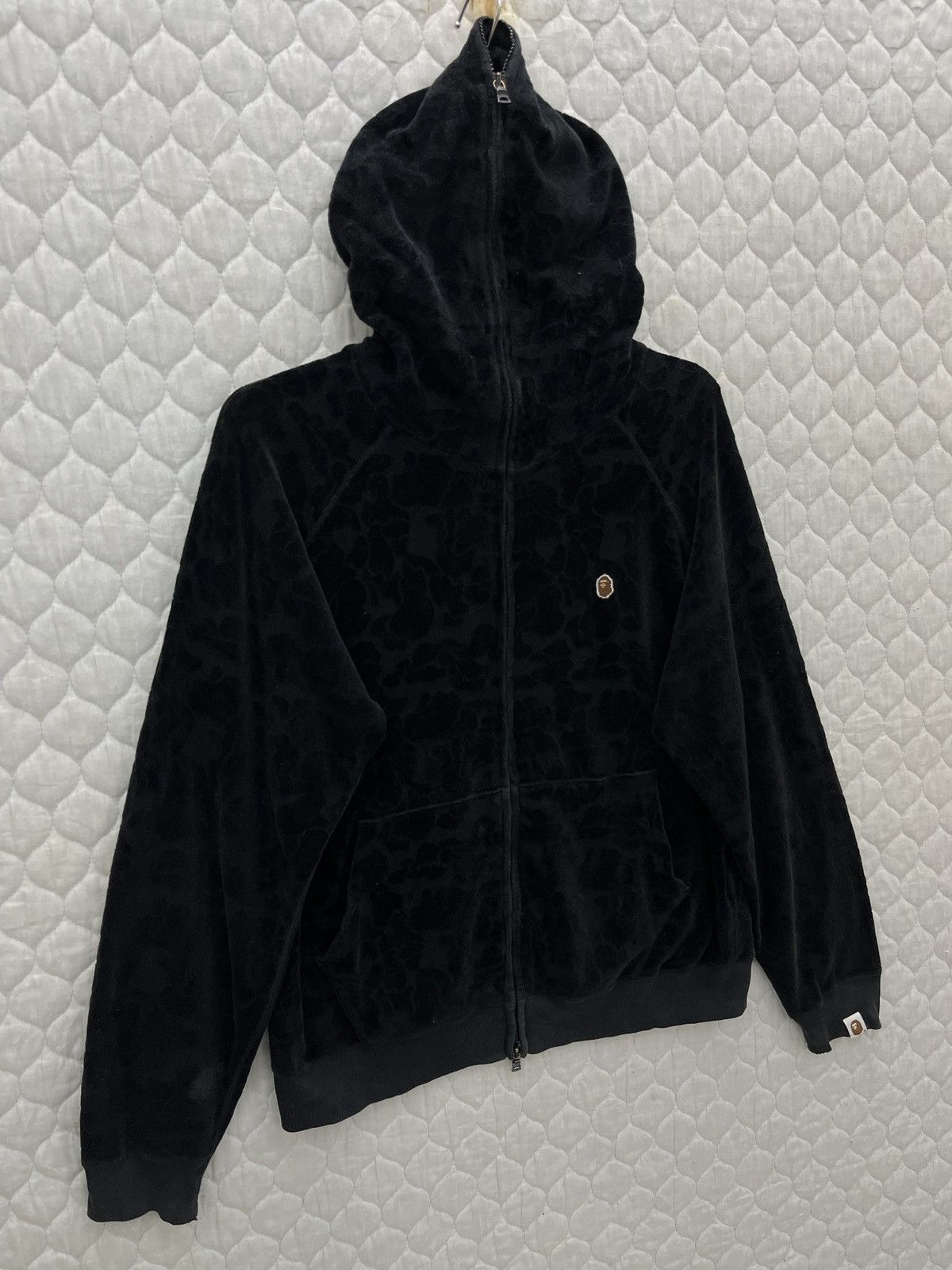 Solid Camo Velour Full Zip Hoodie - 3