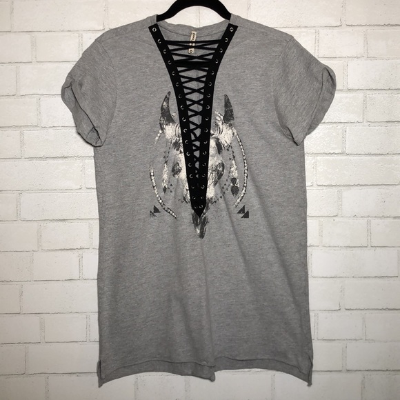 LF Emma & Sam Western Boho Lace-Up Graphic Tee - 1