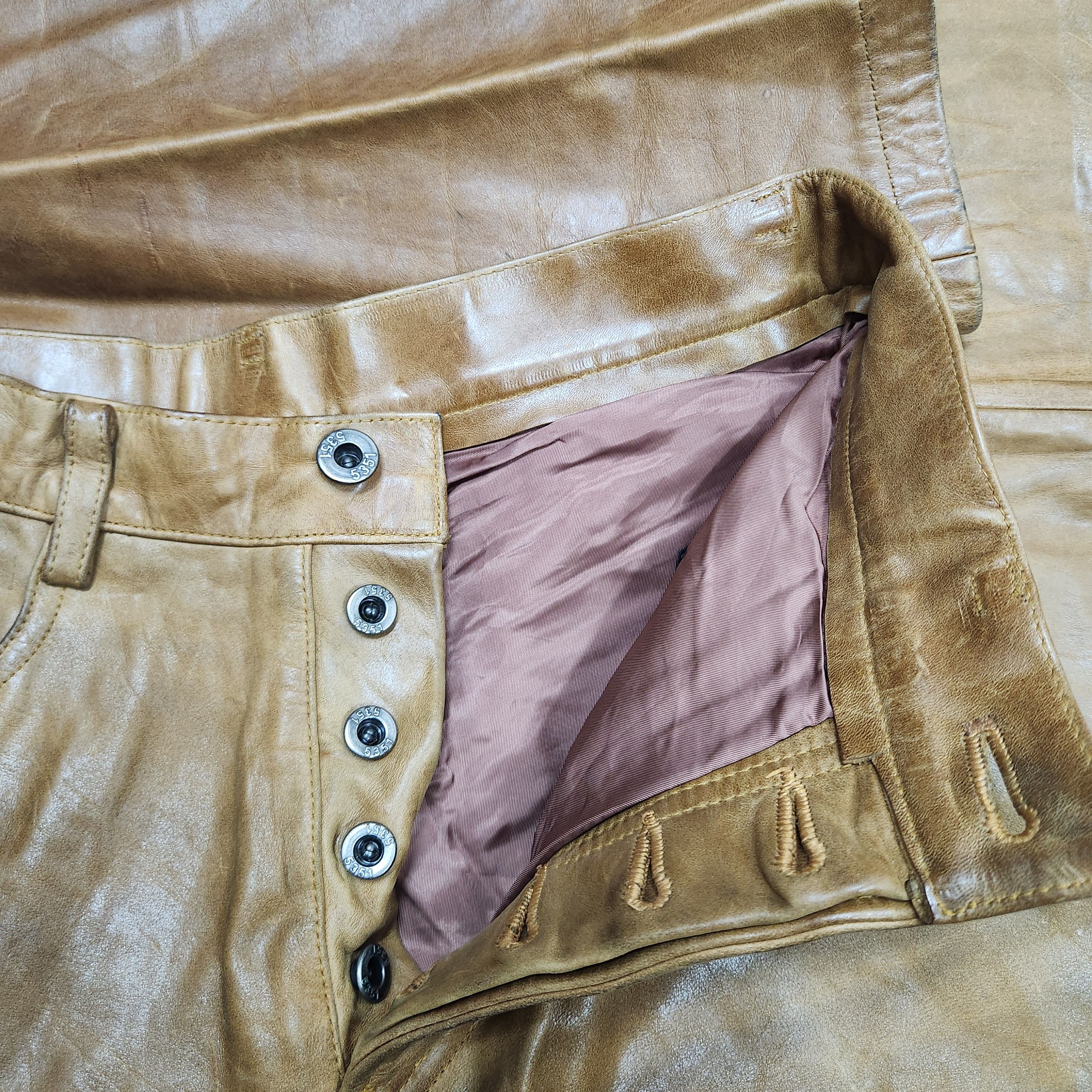 Genuine Leather - Vintage 5351 Pour Les Hommes Genuine Cow Leather Pants Japan - 19