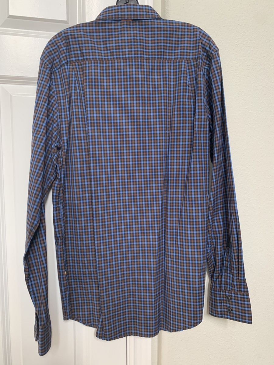 Hugo Boss - Black brown blue stripe shirt size xl - 4