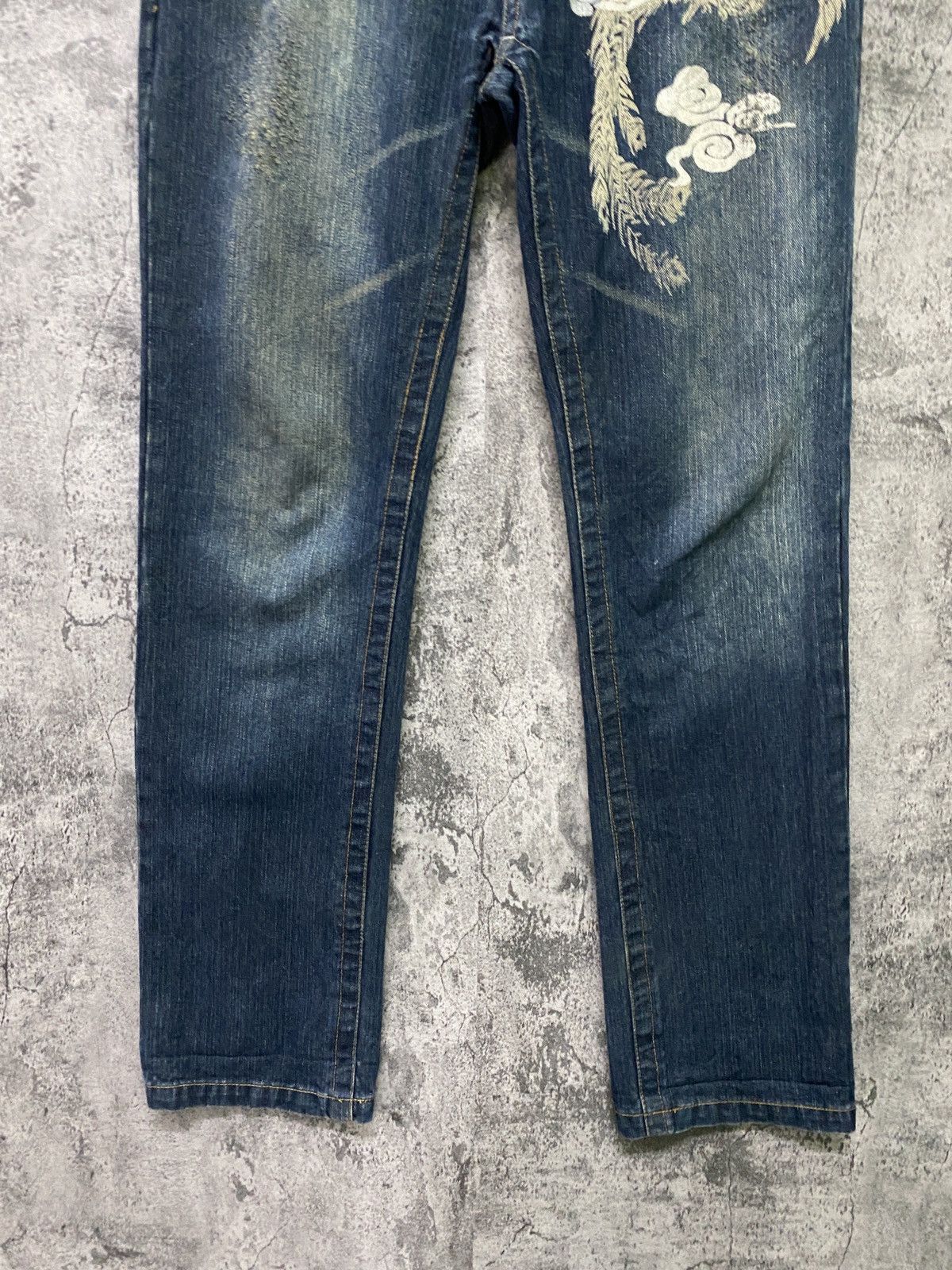 Vintage Japan Traditional Dragon Floral Designer Denim - 8