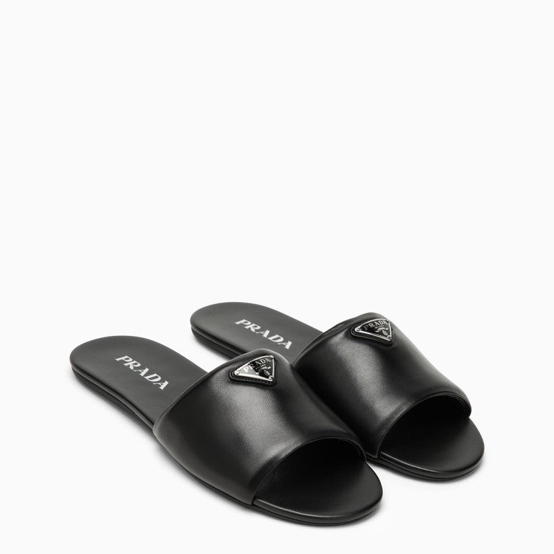 Leather Logo Flat Slide Sandals - 2