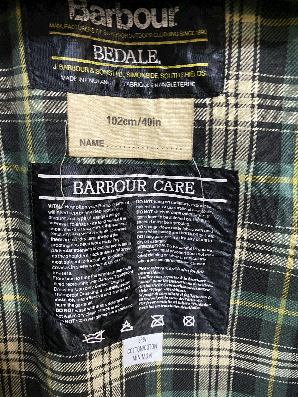 Barbour Classic Bedale Pile Lining Wax Jacket England Made - 9