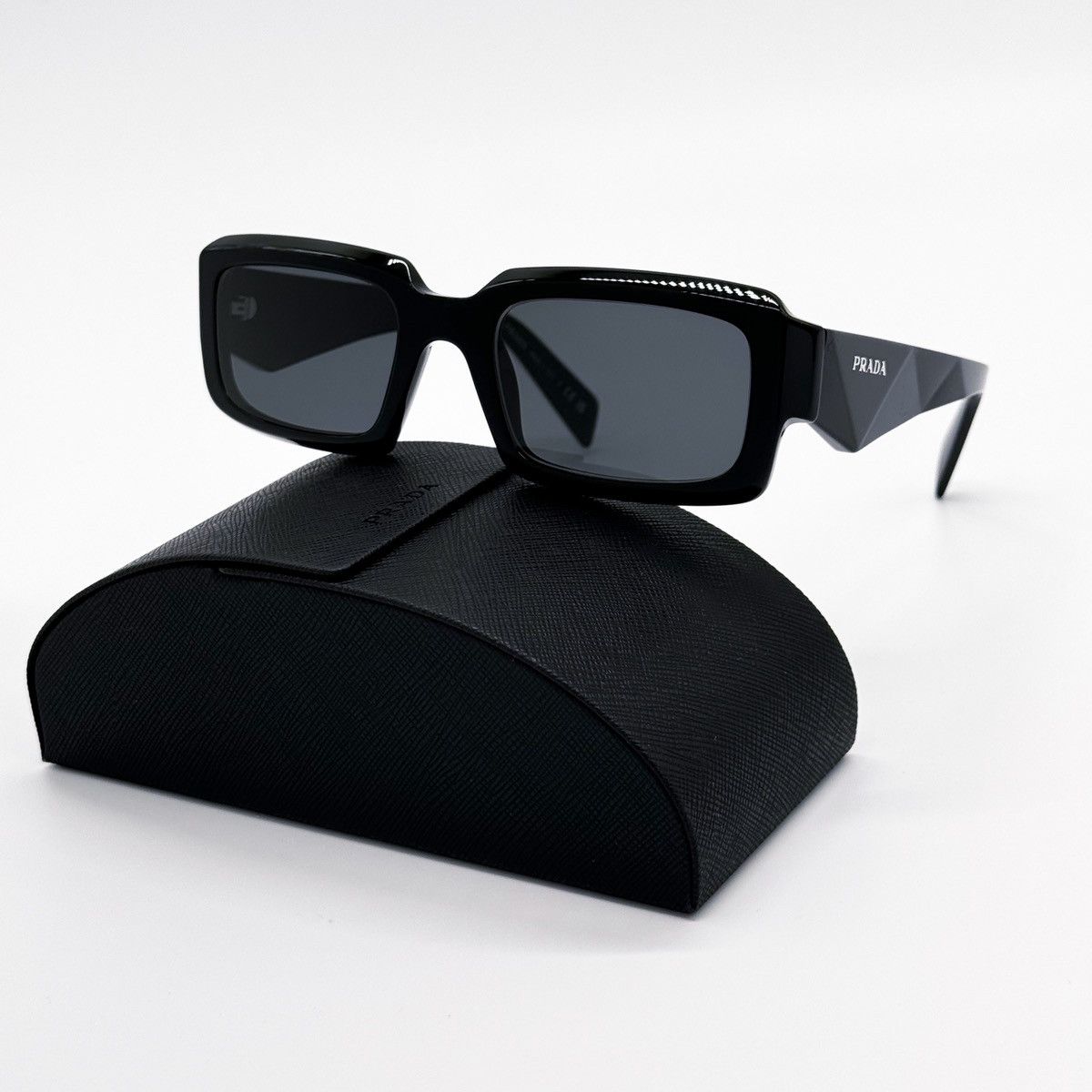 NEW PRADA SPR 27Z 16K08Z SQUARE PR 27ZS BLACK SUNGLASSES - 2