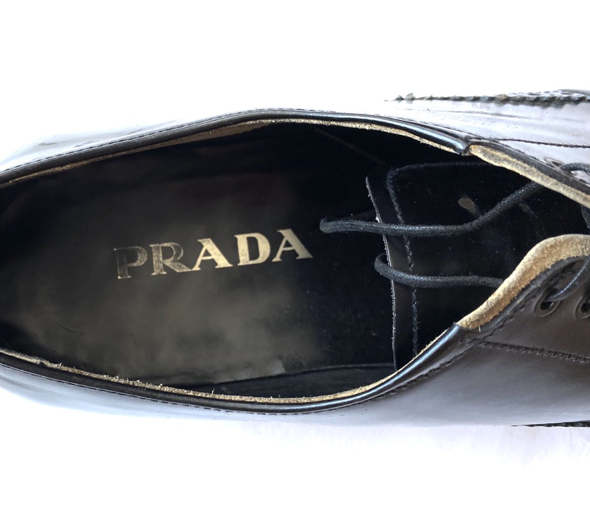 Prada Deconstructed Leather Brogue Shoes Toe Cap - 7