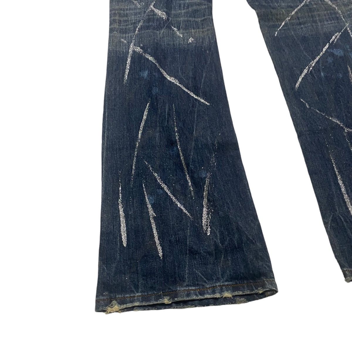 Le Grande Bleu (L.G.B.) - SEMANTIC DESIGN Whisker Denim Flare Jeans Leather Trimmed - 14