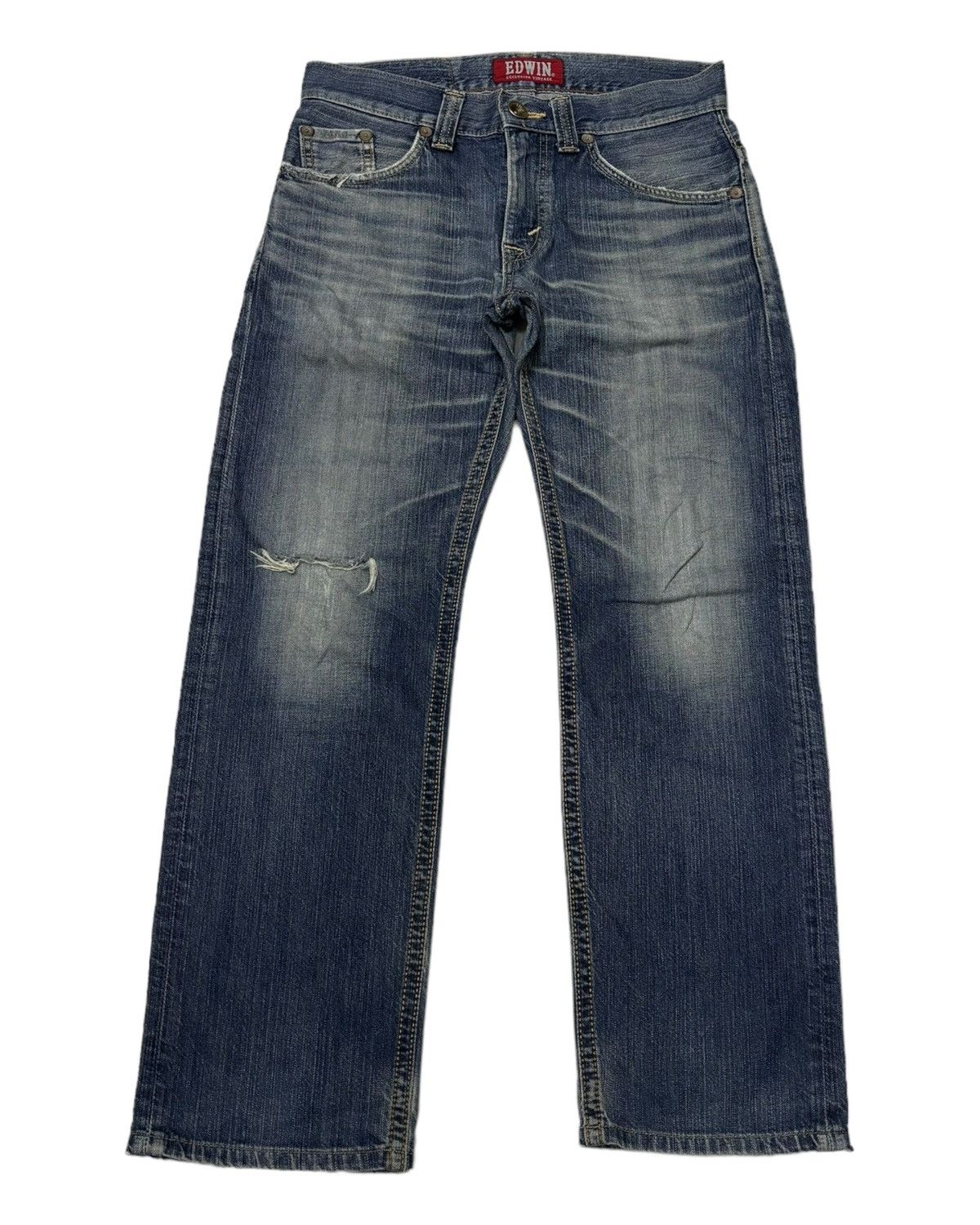 VINTAGE EDWIN XU DISTRESSED DENIM JEANS - 1