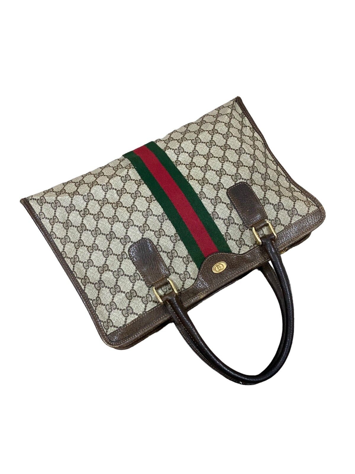 Vtg🔥Authentic Gucci GG Canvas Web Sherry Line Handbag - 10