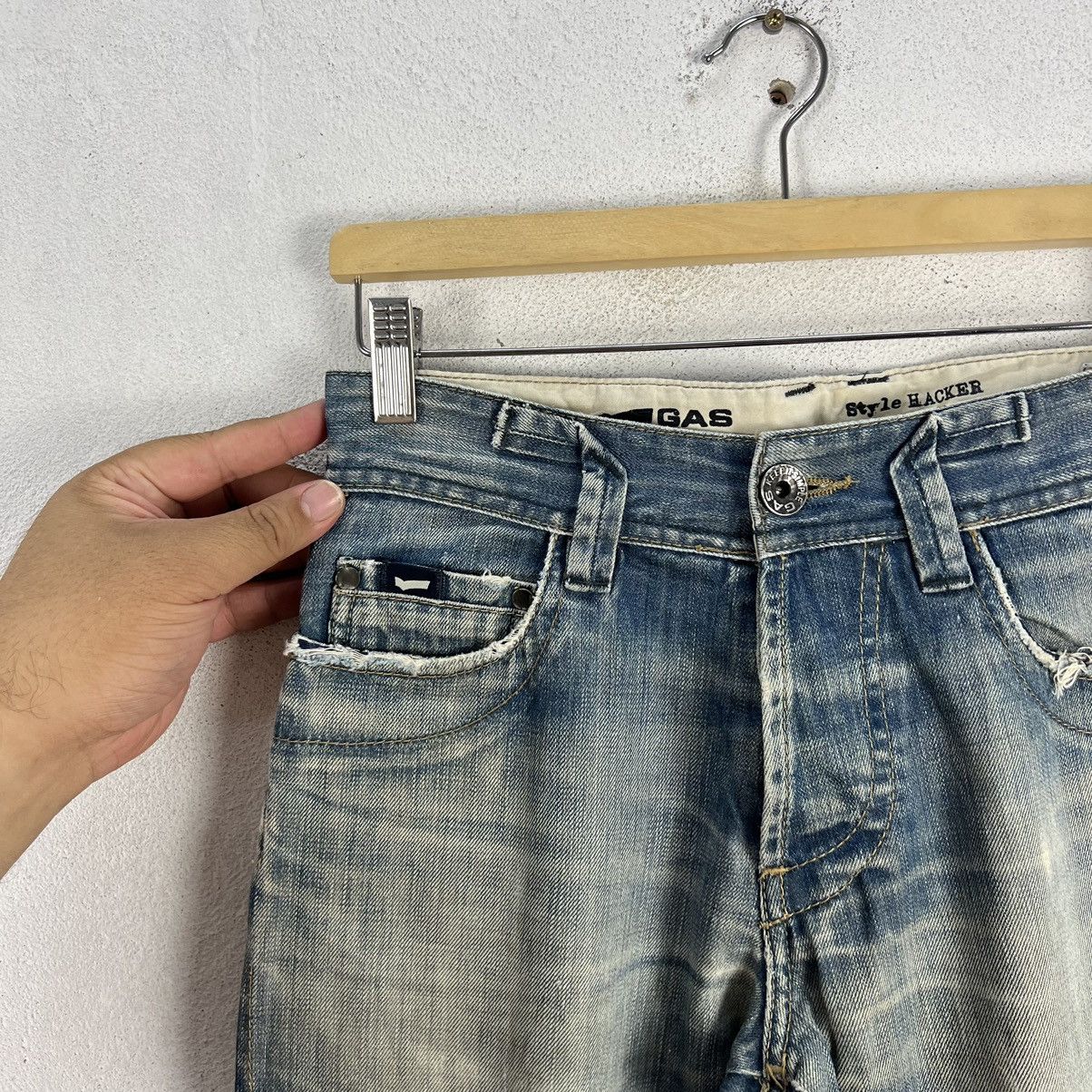 VINTAGE GAS MADE IN ITALY DISTRESSED DENIM - 5