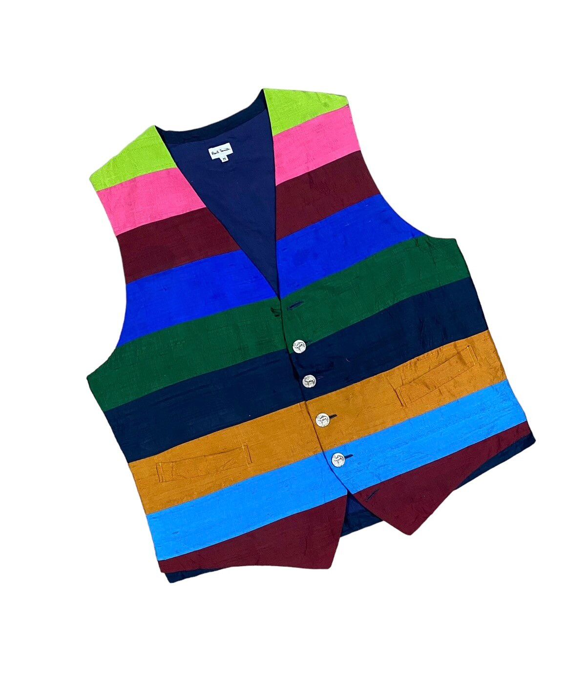 Authentic🔥Paul Smith London Rainbow Silk Vest Jacket - 5