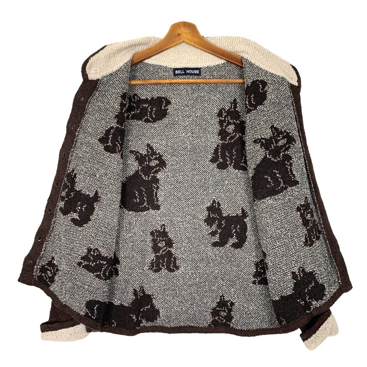 Japanese Brand - Vintage Bell House Puppy Dog All Over Print Knit Cardigan - 7