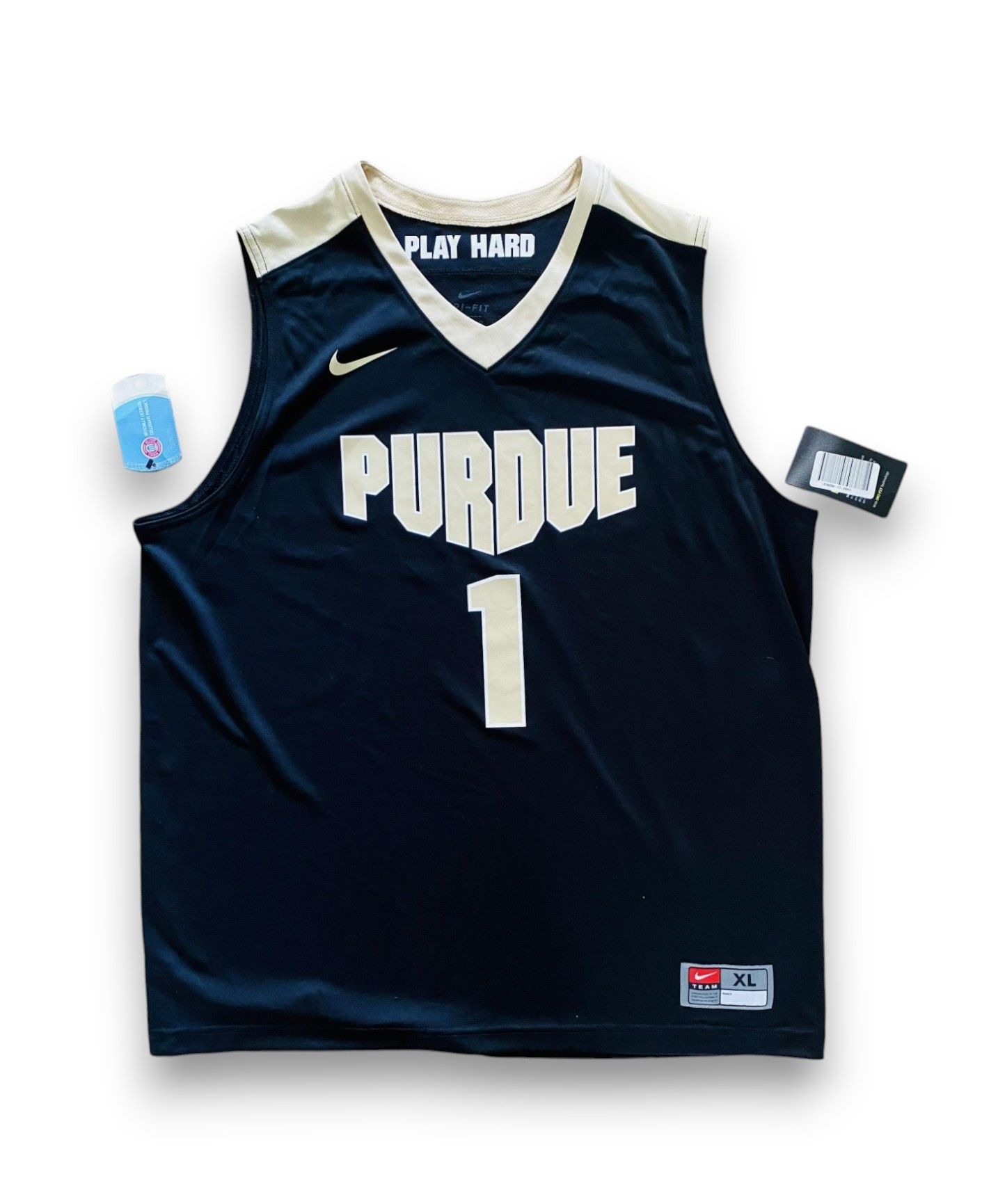 NWT Purdue Boilermaker Basketball Jersey Black Nike Men's XL - 1