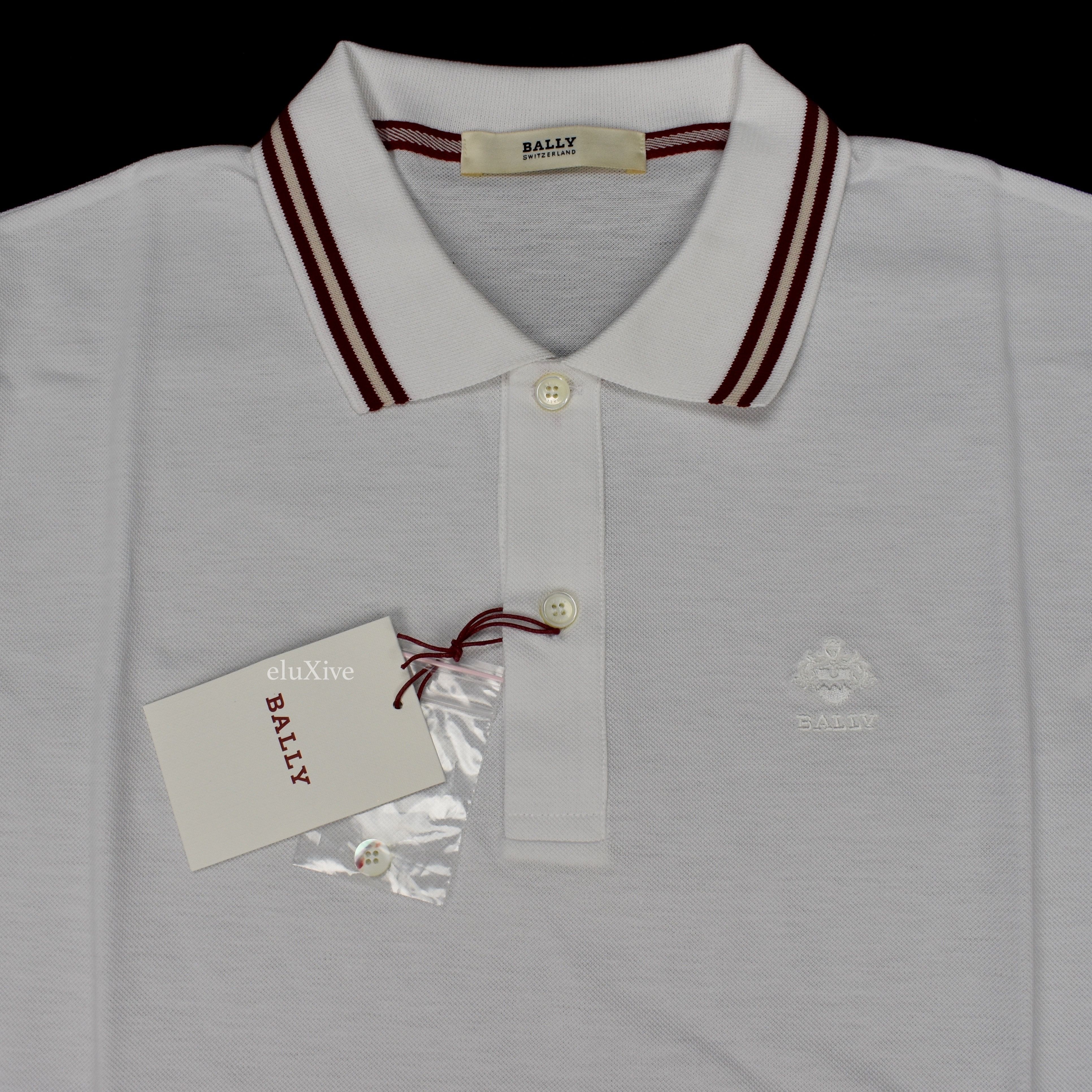 Bally - White Web Trim Logo Polo Shirt NWT - 3