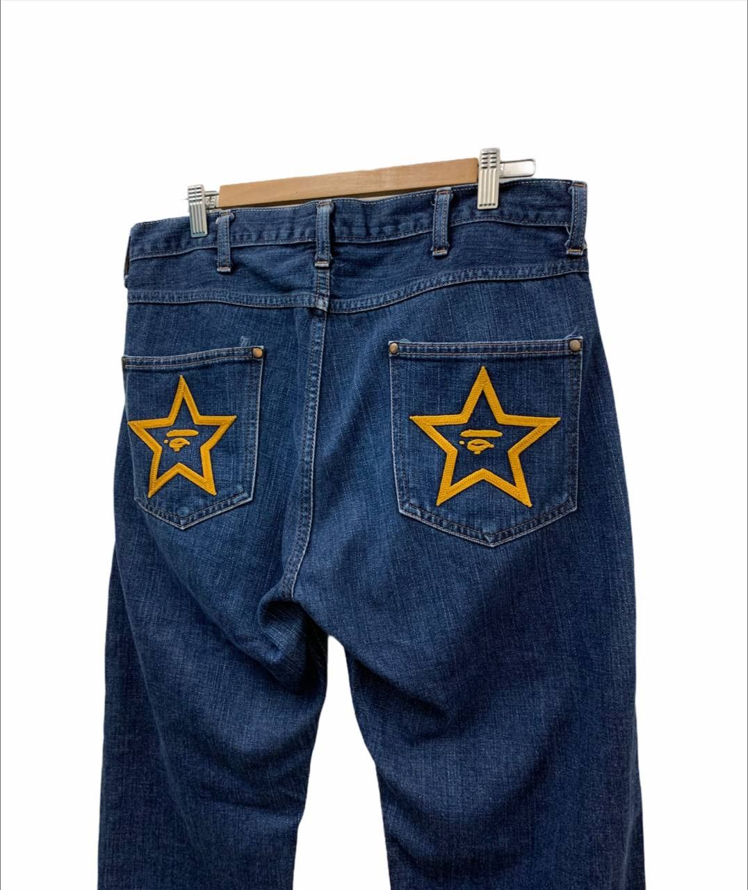 Bape Star Embroidery Denim Pants - 1