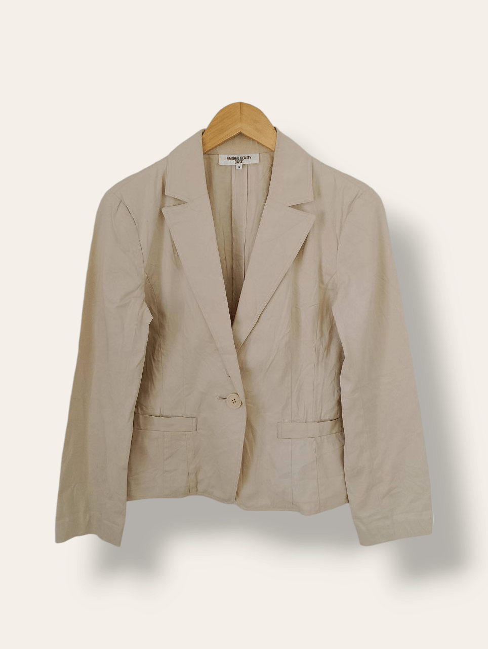 Archival Clothing - NATURAL BEAUTY BASIC Beige Single Breasted Suit Blazer - 1