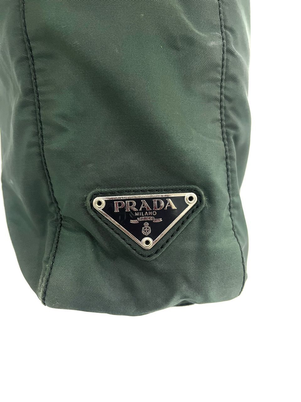 Authentic Vintage Prada Tessutto Nyalon Green Shoulder Bag - 9