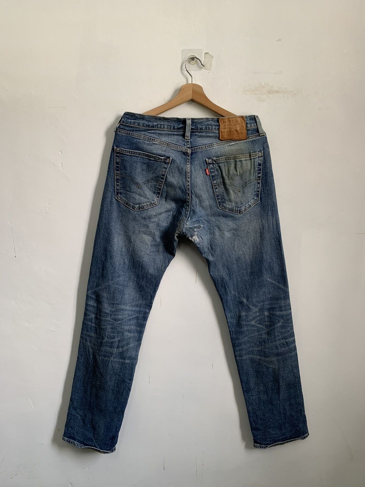 Vintage Levis 505 Big E Jeans Leather Pie Denim - 2