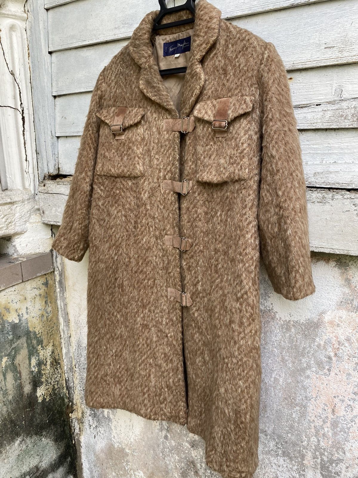 Vintage - Archival 80s Thierry Mugler Fur Mohair Leather Strap Coat - 4