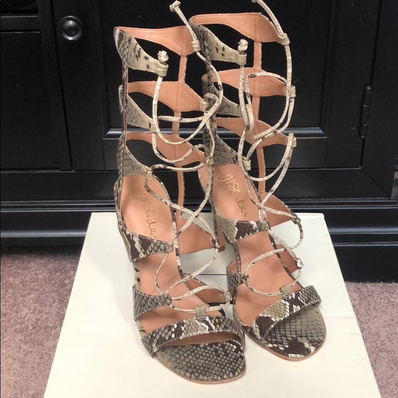 J/SLIDES - Gillian Python Caged Heel Sandal - 5