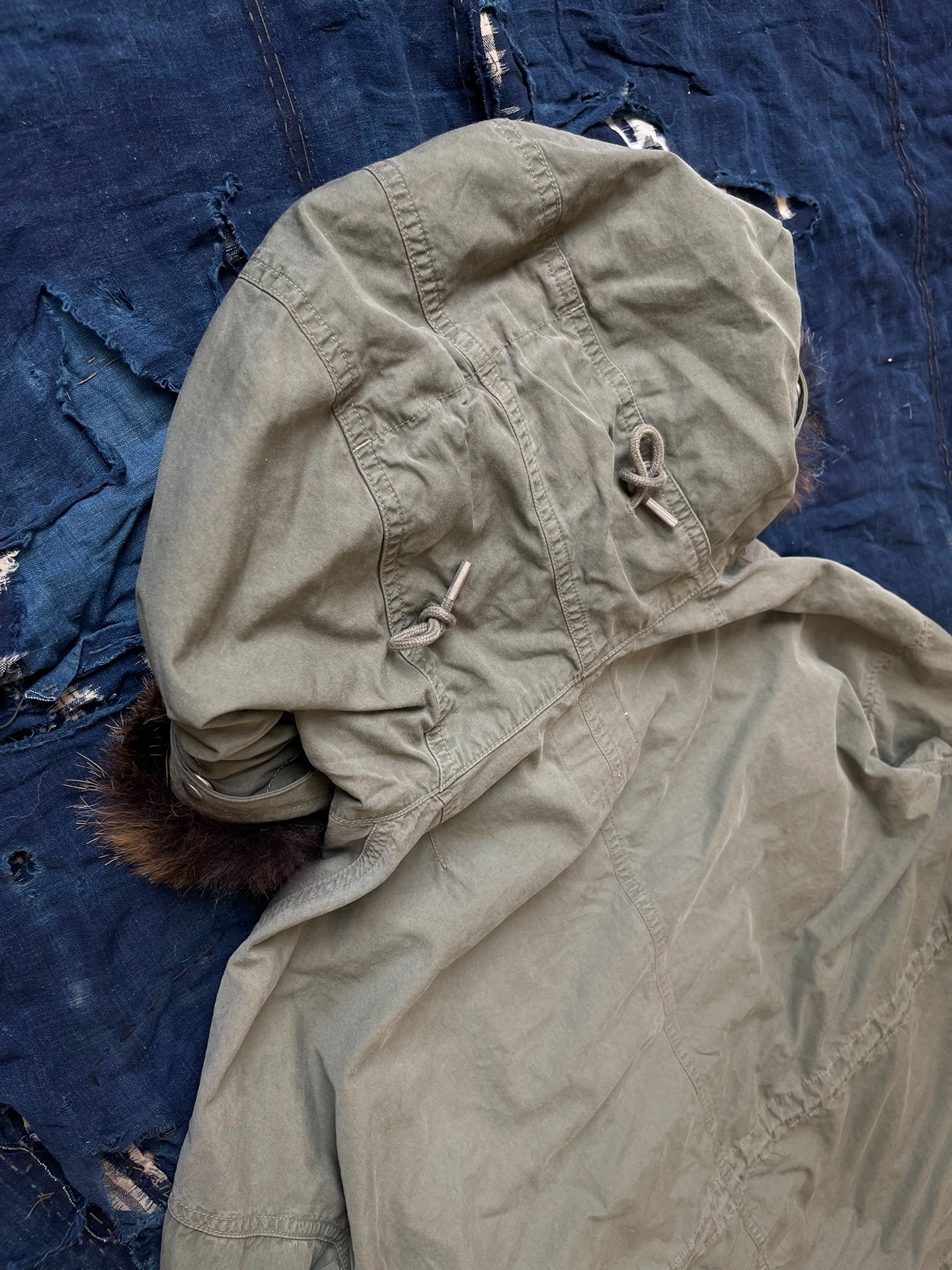 Visvim 24AW five fishtail parka wolf fur coat m65 green - 7