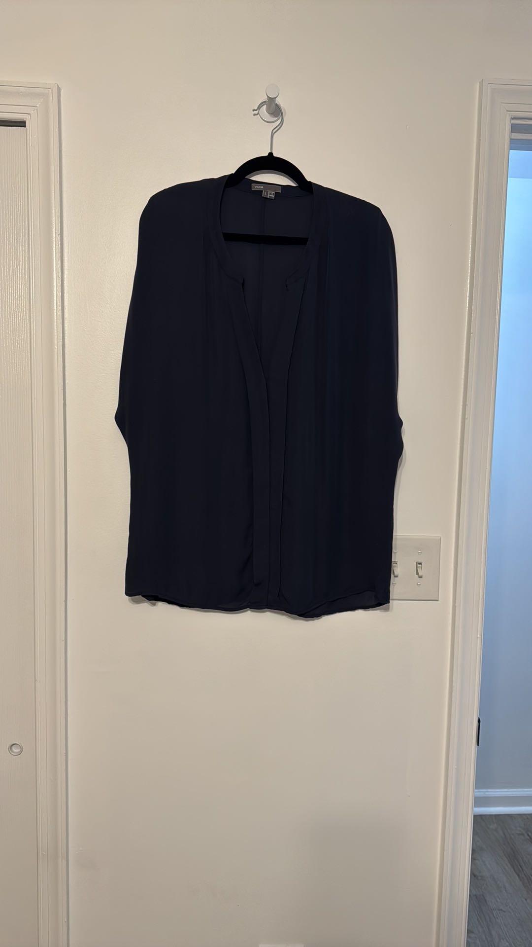 Vince Navy Blue Silk Top - 3